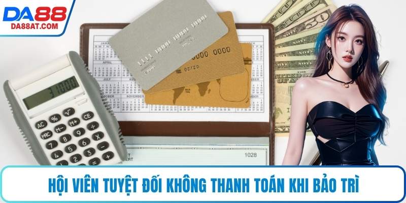 Hội viên tuyệt đối không thanh toán khi bảo trì
